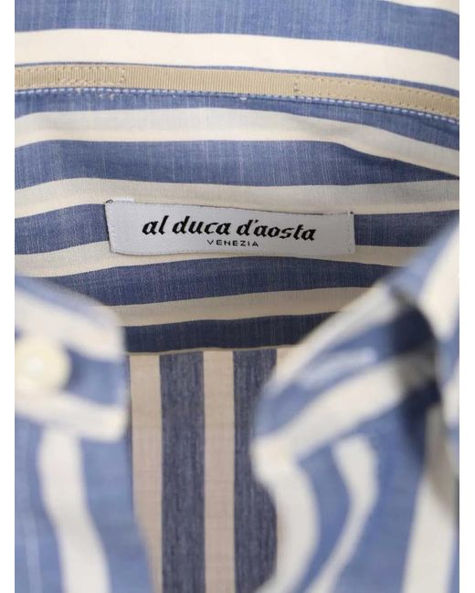 Al Duca D'aosta Blue Striped Button-Down Shirt for men