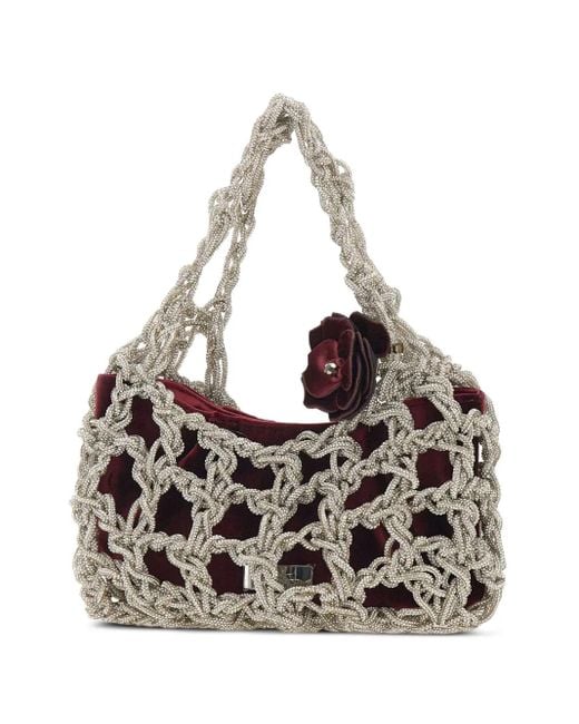 Borsa Tote Con Strass Piccola di Twentyfourhaitch in White