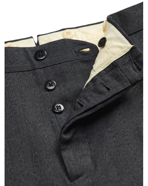 RRL Black Herringbone-Pattern Button-Fly Trousers for men