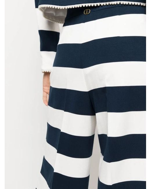 Twinset Blue Striped Cropped Trousers