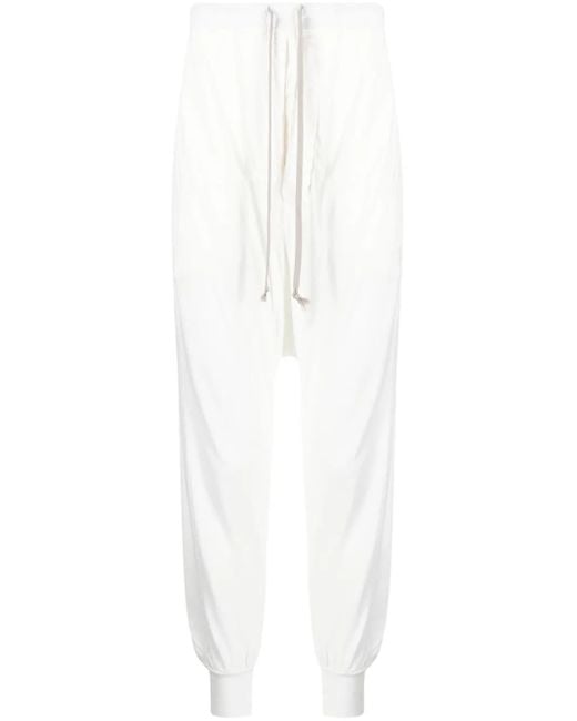 Rick Owens White Prisoner Drop-Crotch Trousers for men