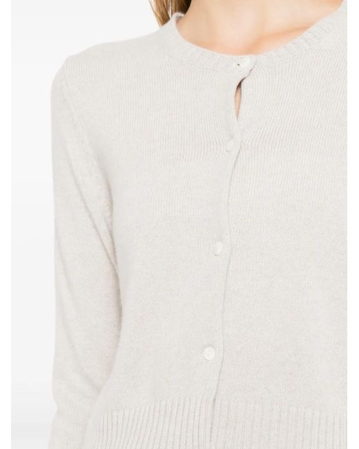 N.Peal Cashmere White Chunky Cropped Cardigan
