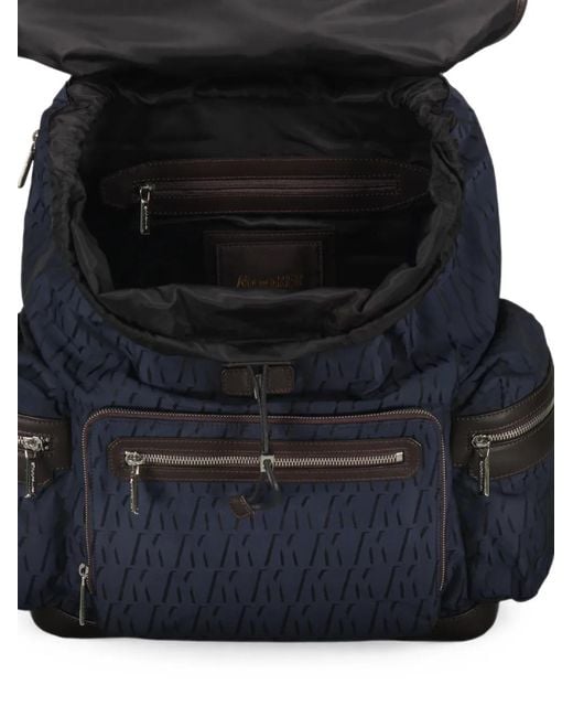 Moorer Blue Logo-Pattern Drawstring Backpack for men