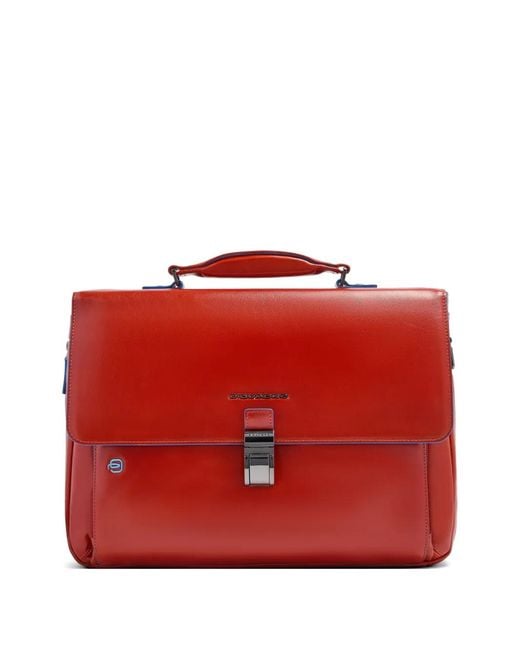 Piquadro Red Expandable Briefcase for men
