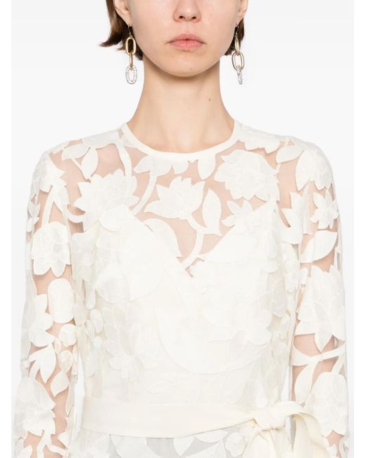 Elie Saab White Embroidered Midi Dress