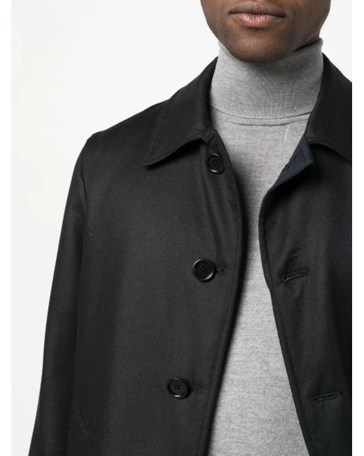 Lardini Black Single-Breasted Wool Coat for men