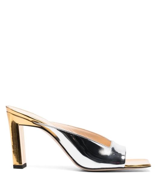 Wandler White Peep-Toe Metallic Mules