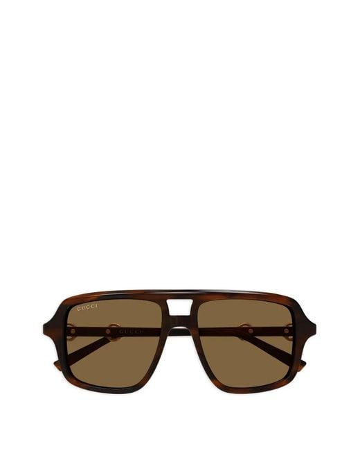 Gucci Brown Oversized Pilot Sunglasses