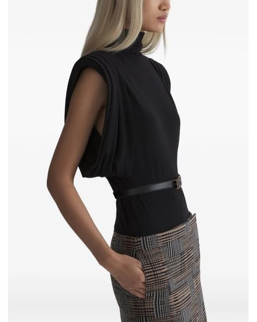 Mugler Black Jersey Frame Top