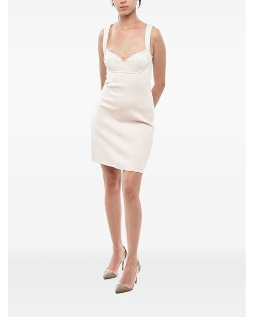 Stella McCartney White Lace-Trim A-Line Mini Dress