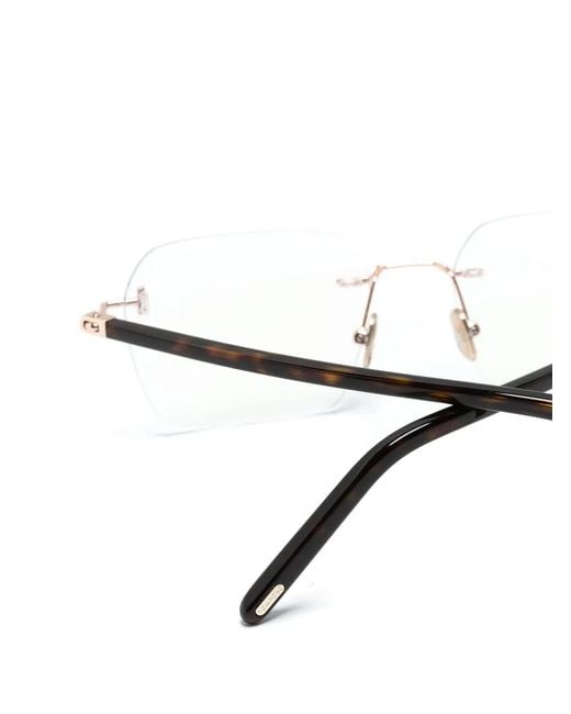Tom Ford Metallic Rimless Rectangle-Frame Glasses