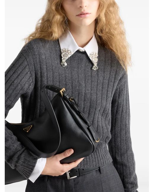 Prada Gray Cropped Re-Cashmere Sweater