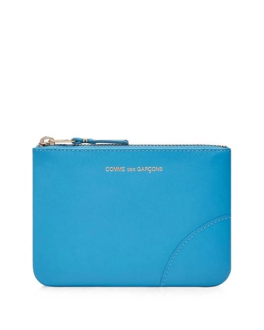Comme des Garçons Blue Logo-Lettering Zip-Top Wallet