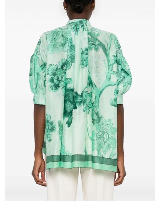 F.R.S For Restless Sleepers Green Ferusa Botanical-print Blouse