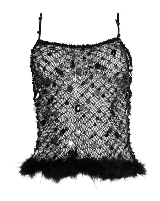 Roberta Einer Black Sequin-Embellished Top