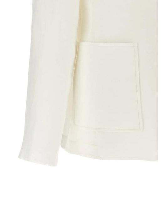 MISENITHE White Scarlett Raw-Hem Blazer