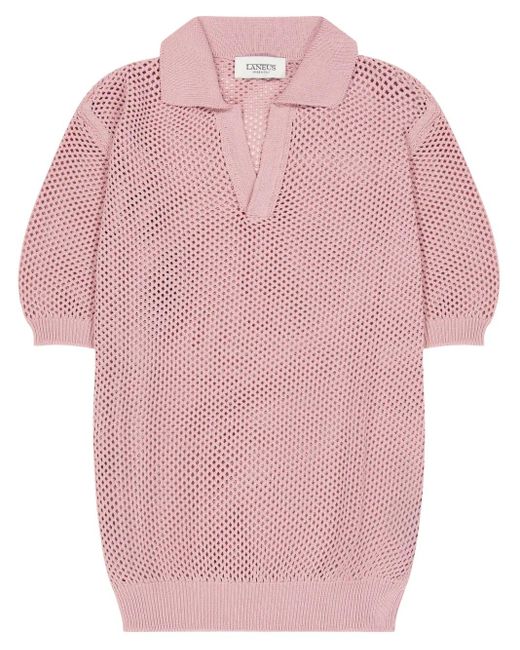 Laneus Pink Knitted Polo Shirt