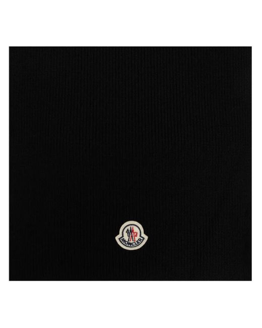 Moncler Black Wool Logo Scarf for men