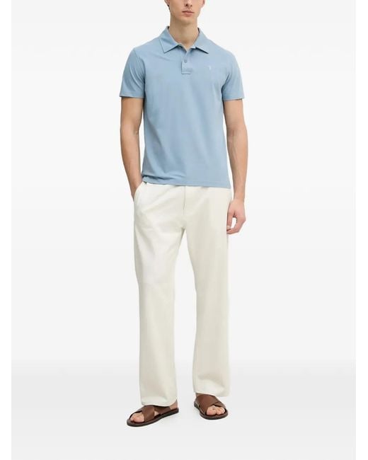 Trussardi Blue Logo-Embroidered Short-Sleeve Polo Shirt for men