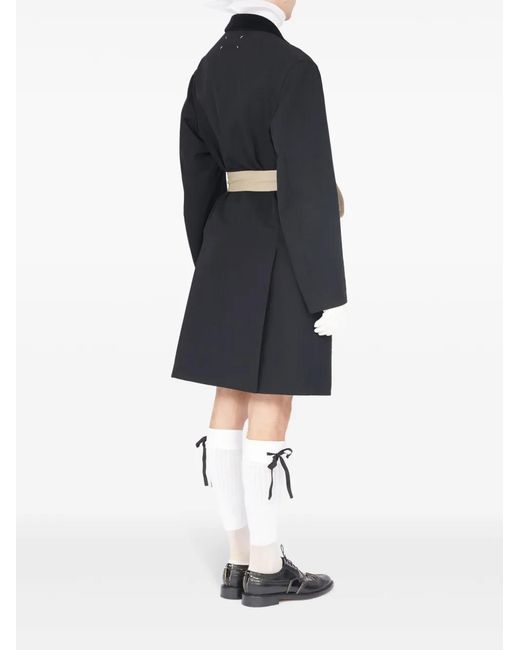 Maison Margiela Black Two-Tone Belted Coat for men