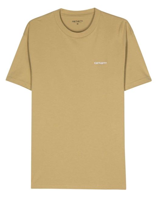 Carhartt Yellow Script Logo-embroidered T-shirt for men