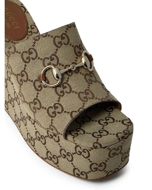 Gucci Brown Wedge-Sandalen Mit Horsebit 105Mm