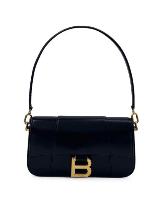 Balenciaga Blue Hourglass Logo-Plaque Shoulder Bag