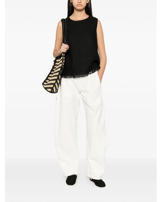 NUMERIS White Button-Tab Wide-Leg Jeans