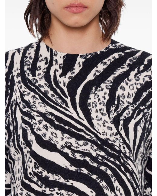 Bimba Y Lola Black Zebra-Print Jumper