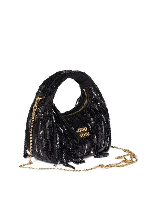 Bolso shopper Wander mini Miu Miu de color Black