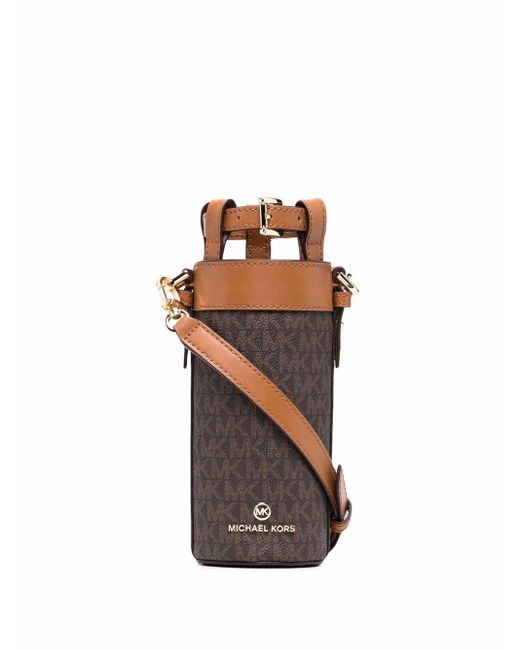 MICHAEL Kors Leather Monogram-print Crossbody Bag in Brown -