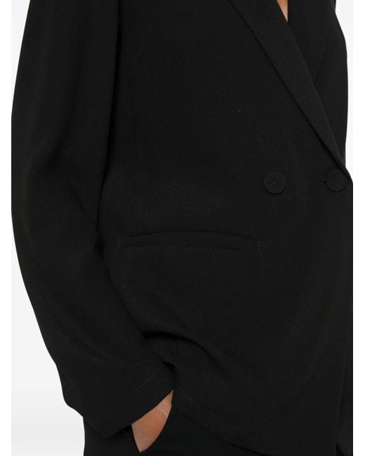 Pennyblack Black Double-Breasted Notched-Lapels Blazer