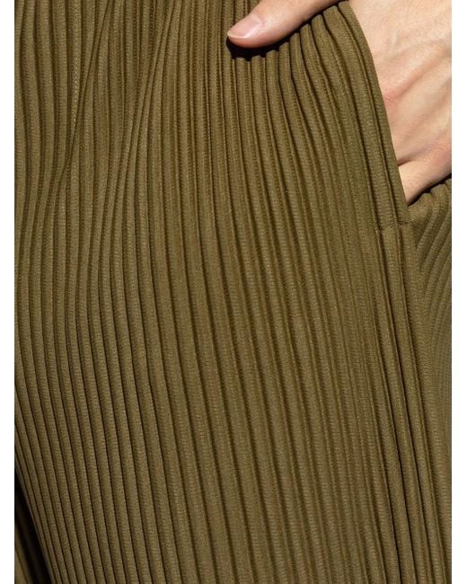 Homme Plissé Issey Miyake Pleated Shorts With Textured Ribbing in Green für Herren