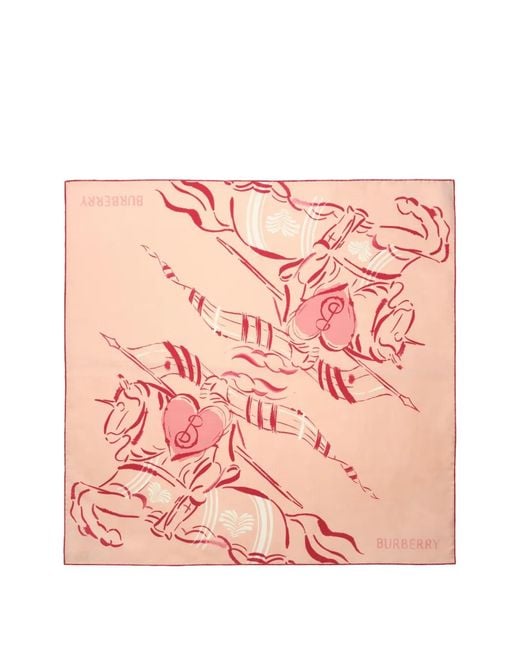 Burberry Pink Heart-Knight Silk Scarf