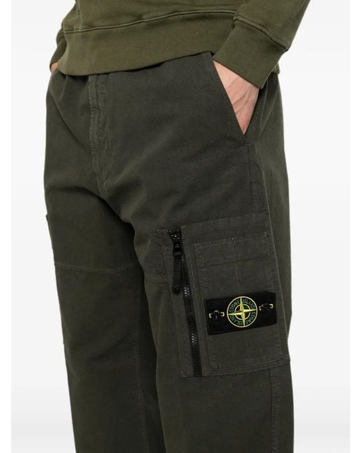 Stone Island Gray Logo-Patch Cargo Pants for men