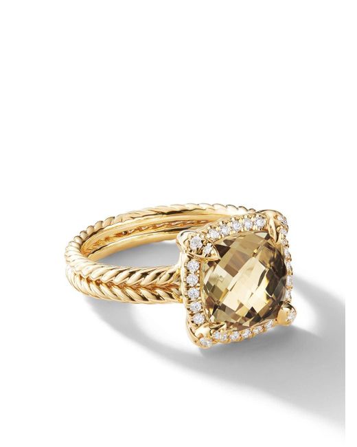 David Yurman 18kt Yellow Gold Châtelaine Citrine And Diamond Ring in het Metallic