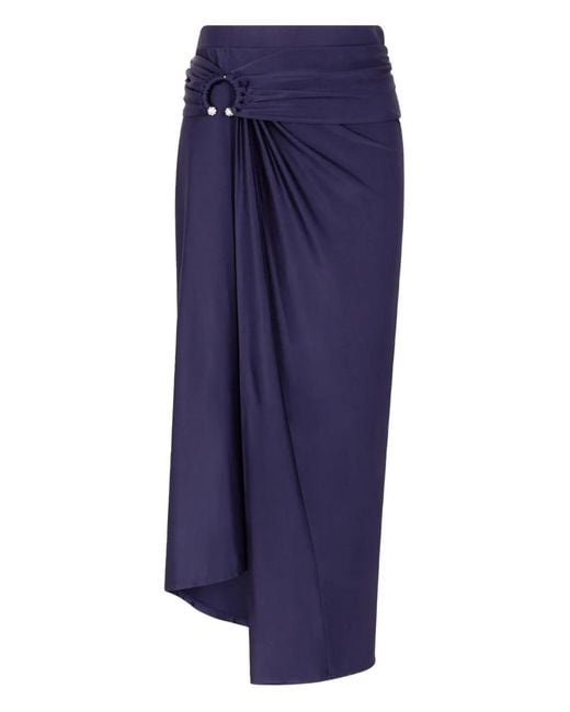 Rabanne Blue Midi Piercing Jersey Skirt