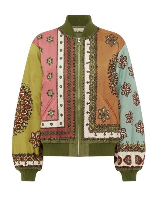 ALÉMAIS Green Contina Patterned Bomber Jacket