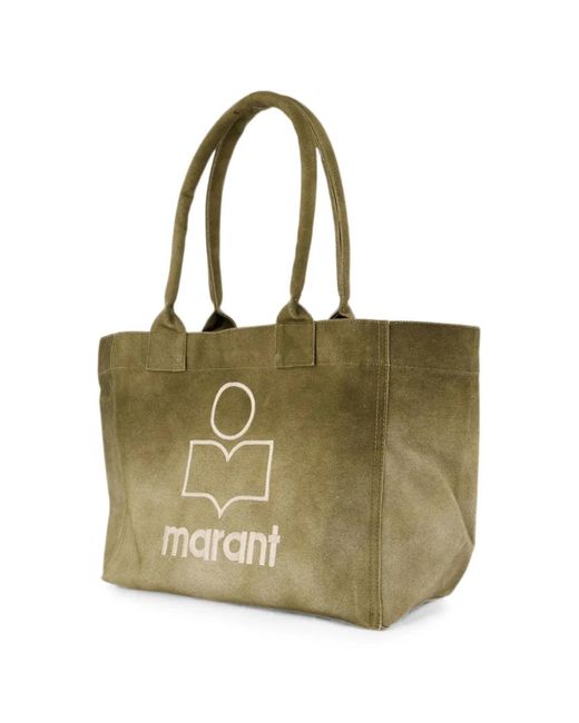 Isabel Marant Green Yenky Logo-Print Tote Bag