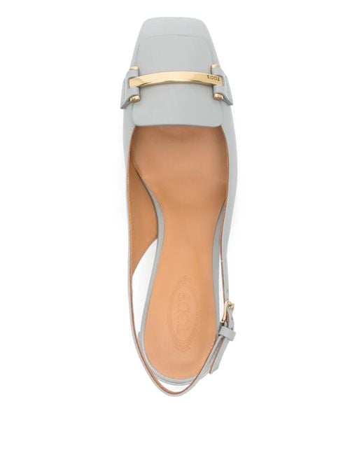 Tod's White Cuoio T Slingback