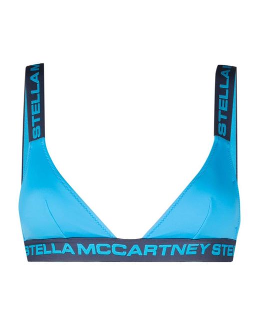 Stella McCartney Blue Logo-embellished Bralette Bikini Top