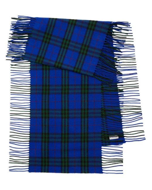 Burberry Blue Check-pattern Cashmere Scarf
