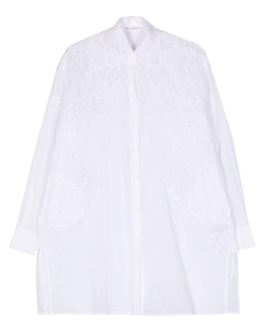 Ermanno Scervino White Hemd mit Blumenapplikation