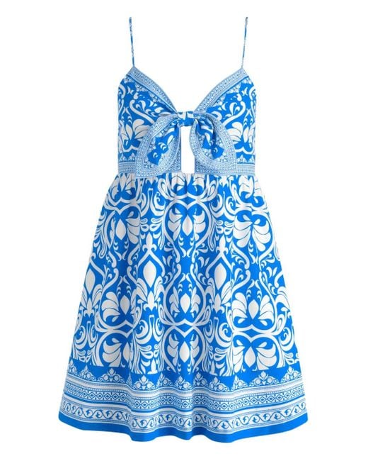Alice + Olivia Blue Melvina Gathered Babydoll Dress