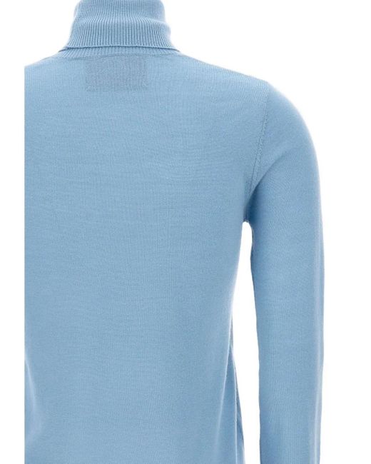Iceberg Blue Logo-Embroidered Turtleneck Sweater