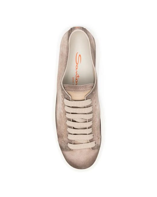 Santoni Natural Leather Sneakers