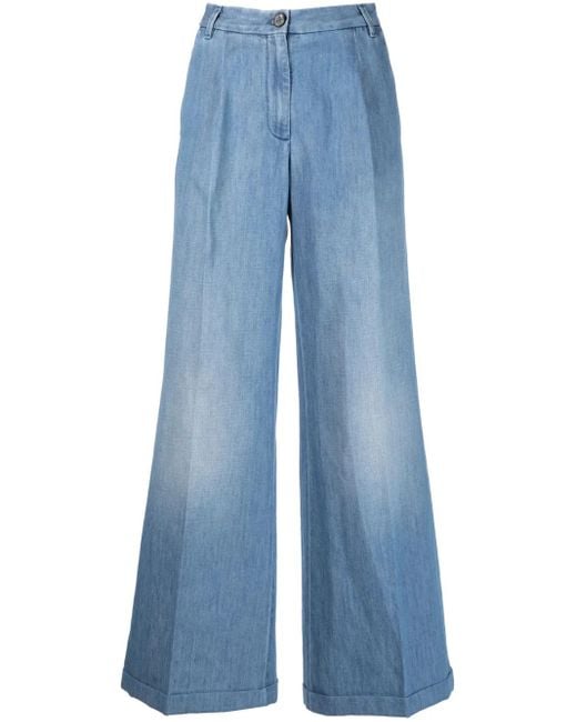 Jacob Cohen Blue High-Waisted Wide-Leg Jeans