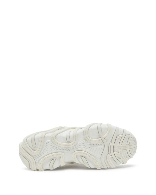 DIESEL White S-prototype Cr-mesh And Pu Sneakers With Double Lacing for men