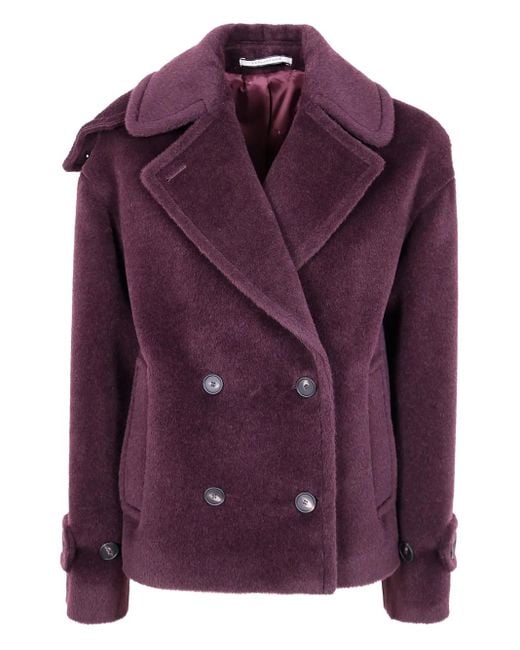 Tagliatore Jack Van Alpacawol Met Dubbele Rij Knopen in het Purple