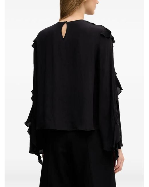 Sisley Black Ruffled Blouse